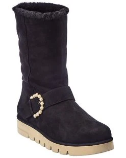 Stuart Weitzman Piper Lift Chill Suede & Shearling Bootie Women