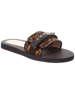 Stuart Weitzman Perstud Haircalf & Leather Slide Women