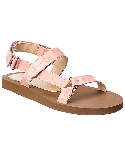 Stuart Weitzman Vail Sport Croc-Embossed Leather Sandal Women 3 Stuart Weitzman Vail Sport Croc-Embossed Leather Sandal Women