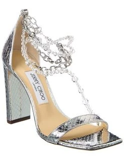 Jimmy Choo Neena 100 Embossed Leather Sandal Women