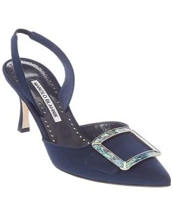 Manolo Blahnik Ysli 70 Silk Slingback Pump Women