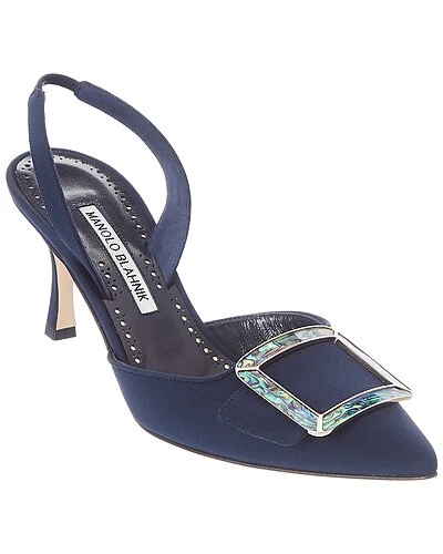 Manolo Blahnik Ysli 70 Silk Slingback Pump Women 3 Manolo Blahnik Ysli 70 Silk Slingback Pump Women