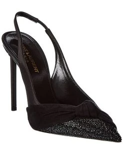 Saint Laurent Zoe 105 Satin & Suede Slingback Pump Women