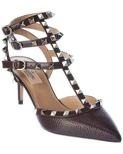Valentino Rockstud Caged 65 Grainy Leather Ankle Strap Pump Women 3 Valentino Rockstud Caged 65 Grainy Leather Ankle Strap Pump Women