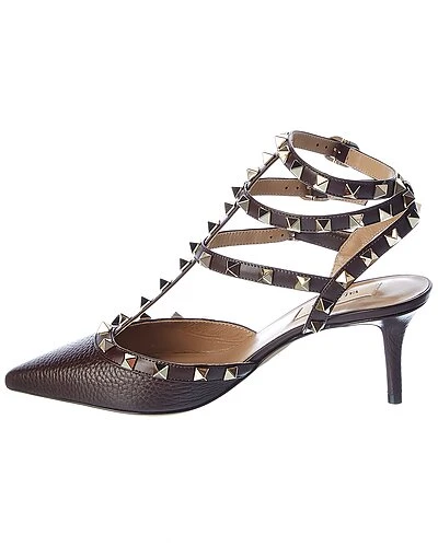 Valentino Rockstud Caged 65 Grainy Leather Ankle Strap Pump Women 4 Valentino Rockstud Caged 65 Grainy Leather Ankle Strap Pump Women - Image 2