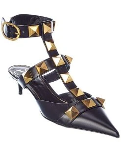 Valentino Roman Stud 40 Leather Ankle Strap Pump Women