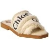 Chloé Woody Canvas & Shearling Slide Women -Valentino shop 1313123827 RLLD 1