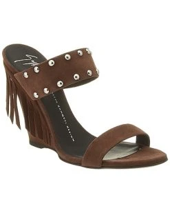 Giuseppe Zanotti Whitney Suede Fringe Wedge Sandal Women