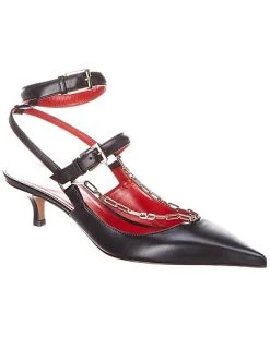 Valentino Chain 45 Leather Ankle Strap Pump Women
