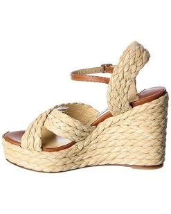 Jimmy Choo Dellena 100 Raffia & Leather Wedge Sandal Women -Valentino shop 1313215059 RLLD 2