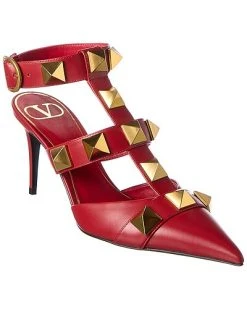 Valentino Roman Stud 80 Leather Ankle Strap Pump Women