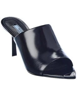 Prada Brushed Leather Pointy-Toe Sandal Women