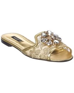 Dolce & Gabbana Brooch Lurex Lace Sandal Women