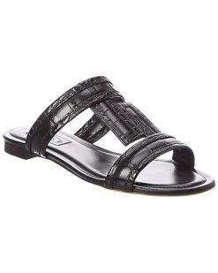 Tod's T Strap Croc-Embossed Leather Sandal Women