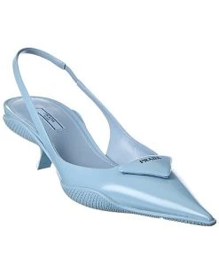 Prada Brushed Leather Pointy-Toe Slingback Pump Women