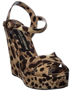 Dolce & Gabbana Printed Canvas Wedge Sandal Women