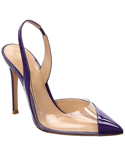 Gianvito Rossi Patent & Plexi Slingback Pump Women 3 Gianvito Rossi Patent & Plexi Slingback Pump Women
