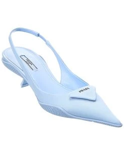 Prada Logo Nylon Pointy-Toe Slingback Pump Women