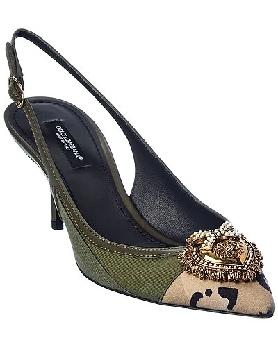 Dolce & Gabbana Votion Canvas & Leather Slingback Pump Women 3 Dolce & Gabbana Votion Canvas & Leather Slingback Pump Women