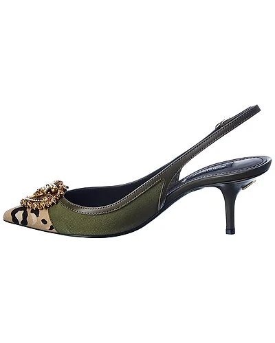 Dolce & Gabbana Votion Canvas & Leather Slingback Pump Women 4 Dolce & Gabbana Votion Canvas & Leather Slingback Pump Women - Image 2