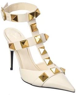 Valentino Roman Stud 100 Leather Ankle Strap Pump Women