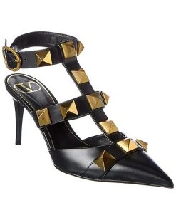 Valentino Roman Stud 80 Leather Ankle Strap Pump Women