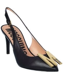 MOSCHINO M Logo Leather Slingback Pump Women