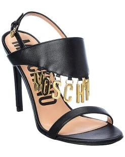 MOSCHINO Logo Lettering Leather Sandal Women