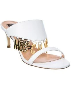 MOSCHINO Logo Lettering Leather Sandal Women