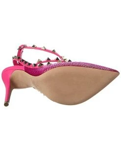 Valentino Rockstud Caged 100 Satin & Leather Pump Women -Valentino shop 1313385683 RLLD 4