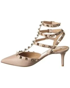 Valentino Rockstud Caged 65 Grainy Leather Ankle Strap Pump Women -Valentino shop 1313387392 RLLD 2
