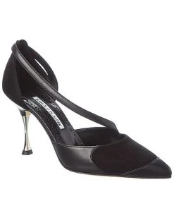 Manolo Blahnik Repim 90 Suede & Leather Pump Women