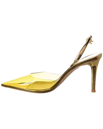 Gianvito Rossi Bbon D'Orsay 85 Vinyl & Leather Slingback Pump Women 4 Gianvito Rossi Bbon D'Orsay 85 Vinyl & Leather Slingback Pump Women - Image 2