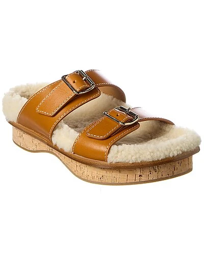 Chloé Marah Leather & Shearling Sandal Women 3 Chloé Marah Leather & Shearling Sandal Women