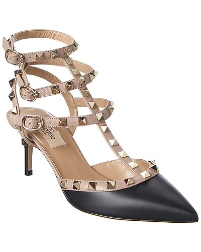 Valentino Rockstud Caged 65 Leather Ankle Strap Pump Women 3 Valentino Rockstud Caged 65 Leather Ankle Strap Pump Women