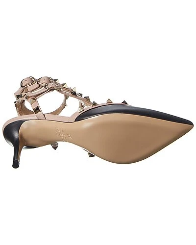 Valentino Rockstud Caged 65 Leather Ankle Strap Pump Women 6 Valentino Rockstud Caged 65 Leather Ankle Strap Pump Women - Image 4