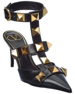 Valentino Roman Stud 80 Leather Ankle Strap Pump Women