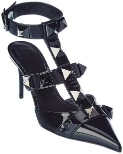 Valentino Roman Stud 80 Patent Ankle Strap Pump Women