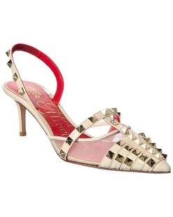 Valentino Rockstud Alcove 65 Patent & Mesh Slingback Pump Women