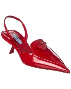 Prada Brushed Leather Pointy-Toe Slingback Pump Women