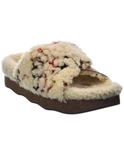 Chloé Wavy Shearling & Leather Slide Women