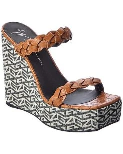 Giuseppe Zanotti Lla 90 Croc-Embossed Leather Wedge Sandal Women