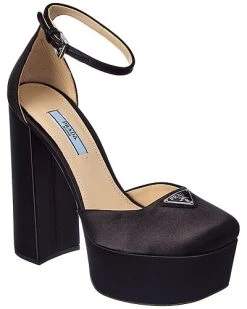 Prada Logo Satin Platform Pump Women