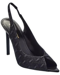 Saint Laurent Corrado 105 Canvas & Leather Slingback Sandal Women
