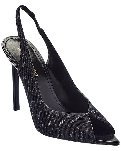 Saint Laurent Corrado 105 Canvas & Leather Slingback Sandal Women 3 Saint Laurent Corrado 105 Canvas & Leather Slingback Sandal Women