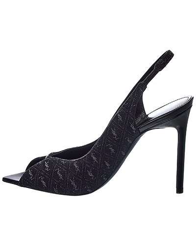 Saint Laurent Corrado 105 Canvas & Leather Slingback Sandal Women 4 Saint Laurent Corrado 105 Canvas & Leather Slingback Sandal Women - Image 2