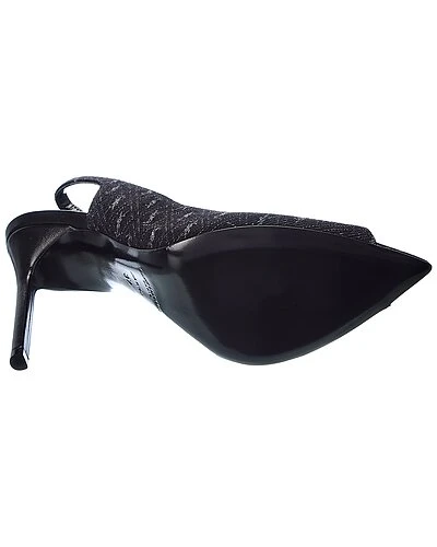 Saint Laurent Corrado 105 Canvas & Leather Slingback Sandal Women 6 Saint Laurent Corrado 105 Canvas & Leather Slingback Sandal Women - Image 4