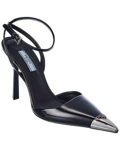 Prada Leather Pointy-Toe Slingback Pump Women