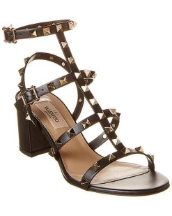 Valentino Rockstud Caged 60 Leather Ankle Strap Sandal Women