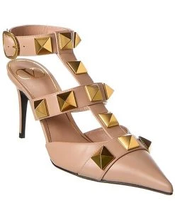 Valentino Roman Stud 80 Leather Ankle Strap Pump Women